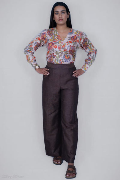 Classic linen blend pants | Dark Brown Fusion Creations