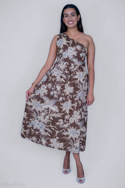 Cocoa One Shoulder Midi Dress Fusion Creations